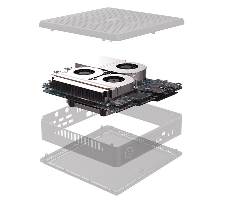 Una vista detallada del Zotac ZBOX QCM7T3000. (Fuente de la imagen: Zotac)