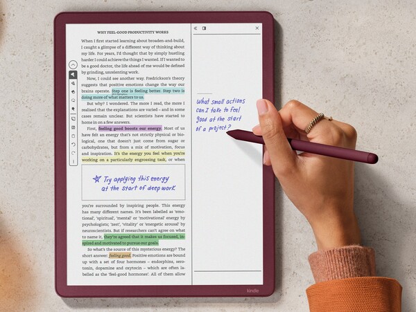 El Kindle Scribe Colorsoft viene con un bolígrafo Premium en la caja. (Fuente de la imagen: Amazon)