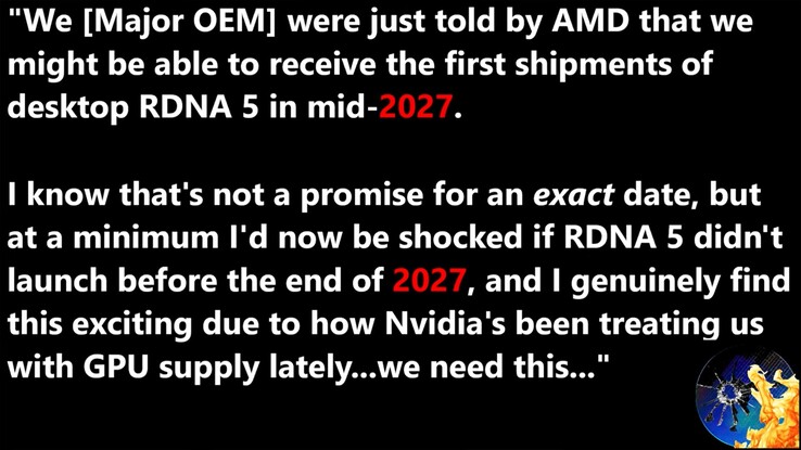 Las GPU de sobremesa RDNA 5 podrían salir al mercado en 2027.