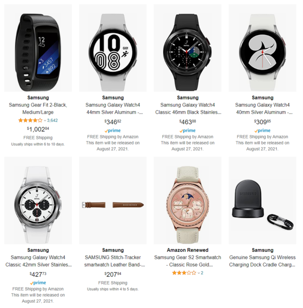 Amazon Canadá ha listado cuatro smartwatches Galaxy Watch 4. (Fuente de la imagen: Amazon Canada)