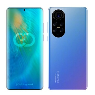 Render del Huawei P50 Pro basado en la disposición de la cámara del Huawei Nova 8 Pro (imagen vía @Guidingdroid)