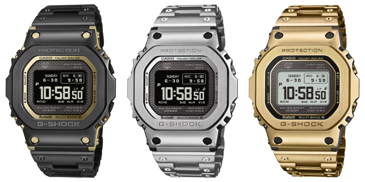 De izquierda a derecha: los relojes Casio GMW-BZ5000BD-1, GMW-BZ5000D-1 y GMW-BZ5000GD-1
