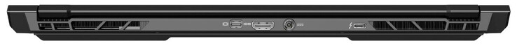 Atrás: Mini DisplayPort 1.4, HDMI 2.0, fuente de alimentación, Thunderbolt 3