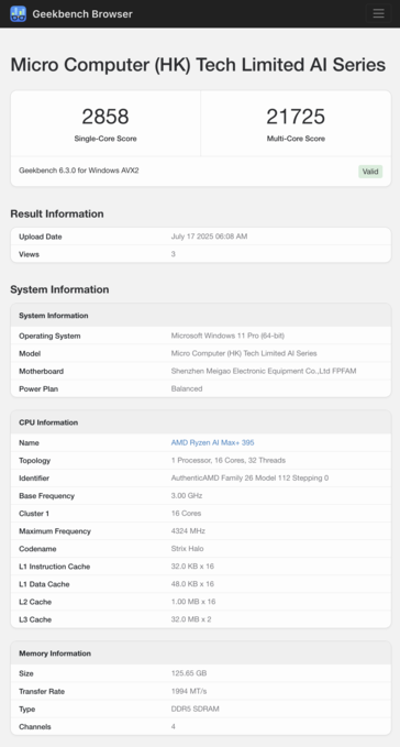 (Fuente de la imagen: Geekbench)