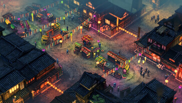 Una imagen que muestra una ciudad en «Shadow Tactics: Blades of the Shogun».