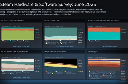 Resultados generales de la encuesta de Steam de junio de 2025 (Fuente de la imagen: captura de pantalla, Steam)