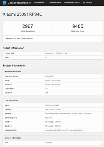 (Fuente de la imagen: Geekbench)