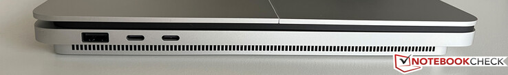 Lado izquierdo: USB-A 3.2 Gen.1 (5 Gbps), 2x USB-C 4.0 con Thunderbolt 4 (40 Gbps, DisplayPort-ALT-Mode 1.4, Power Delivery)