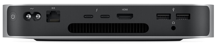 Parte trasera: Fuente de alimentación, LAN Gigabit, 2x Thunderbolt 3 (incl. DP), HDMI, 2x USB-A 3.1 Gen 2, conector de audio combinado