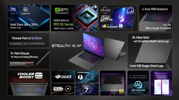 MSI Stealth 16 AI+: Resumen de características. (Fuente de la imagen: MSI)