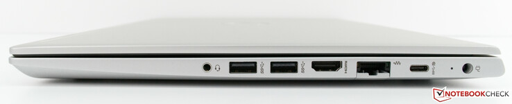 Izquierda: audio combinado, 2x USB 3 Type-A, HDMI 1.4b, RJ-45, USB 3.1 Type-C Gen1 con suministro de energía y DisplayPort, fuente de alimentación