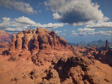 Paisaje extenso tras la actualización de la calidad de los paisajes lejanos