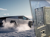 El Tesla Cybertruck parece tener tres tomas de corriente montadas en la cama, lo que ofrece cierta versatilidad a sus futuros propietarios. (Fuente de la imagen: TFLEV en YouTube)
