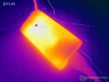 El adaptador de CA alcanza más de 40 C cuando está bajo carga