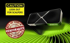 Las GPU para juegos GeForce RTX 5090 y RTX 5080 son obscenamente difíciles de conseguir, al menos por ahora. (Fuente de la imagen: Nvidia, editado)