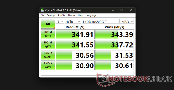 Benchmark CrystalDiskMark (Fuente de la imagen: Notebookcheck)
