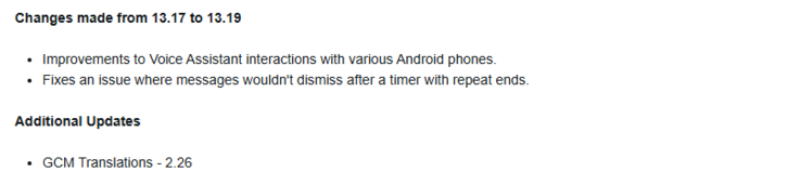 Las notas de la versión 13.19 del software Garmin live para los smartwatches Venu 3. (Fuente de la imagen: Garmin)