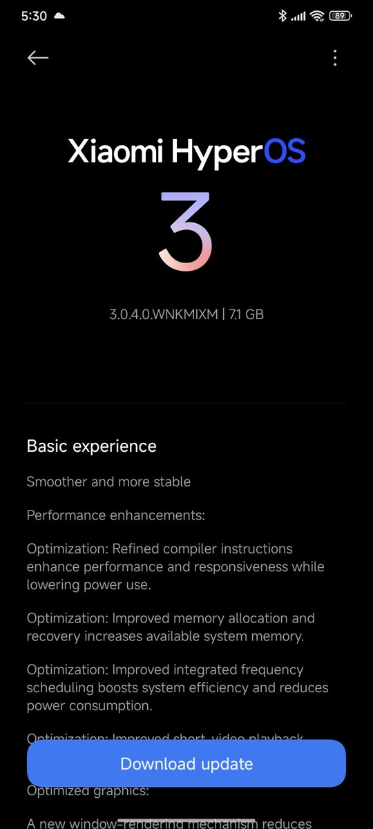 HyperOS 3 OTA en Poco F6 Pro (Fuente de la imagen: u/waelabdrabbo vía Reddit)