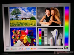 Amplios ángulos de visión OLED. Los colores muestran un efecto de arco iris desde ángulos extremos que es característico de OLED