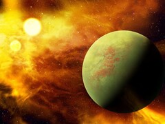 Ilustración de un artista que muestra un exoplaneta con dos estrellas. (Fuente de la imagen: Terranaut - Pixabay)