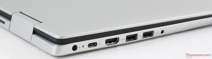 Izquierda: adaptador de CA, USB Type-C Gen. 1 (con puerto de pantalla y suministro de energía), HDMI 1.4b, 2x USB 3.1 Gen. 1, audio combinado de 3.5 mm