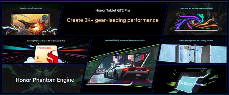 Principales características de la Pad GT 2 Pro (Fuente de la imagen: Honor - machine translated)