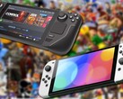 Tanto el Steam Deck como el Switch OLED tienen acceso a enormes bibliotecas de juegos. (Fuente de la imagen: Valve/Nintendo/USgamer - editado)