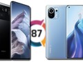 El Xiaomi Mi 11 Ultra (L) logró la misma puntuación de pantalla que el Mi 11 más barato (R). (Fuente de la imagen: Xiaomi/DxOMark - editado)