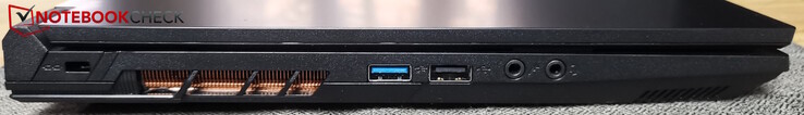 Izquierda: Kensington, USB-A 3.0, USB-A 2.0, micrófono, auriculares