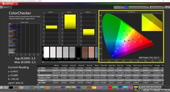 CalMAN ColorChecker (perfil: Predeterminado, espacio de color de destino: P3)