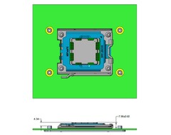 Diseño del AMD Zen 4 Raphael LGA1718 Socket AM5. (Fuente de la imagen: @TtLexington en Twitter)