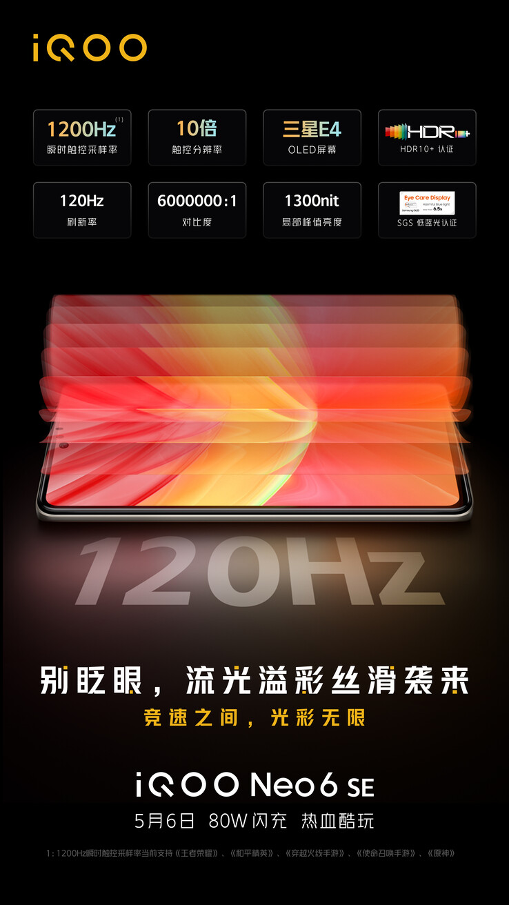 ...se lanzará con una pantalla OLED con las mismas especificaciones que el Neo6 "principal". (Fuente: iQOO vía Weibo)