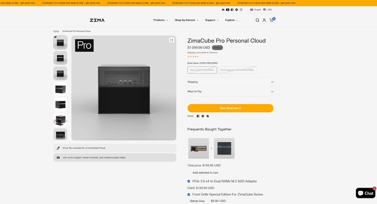 En el sitio web oficial, el ZimaCube Pro está agotado y normalmente cuesta 1.099 dólares con 16 GB de RAM