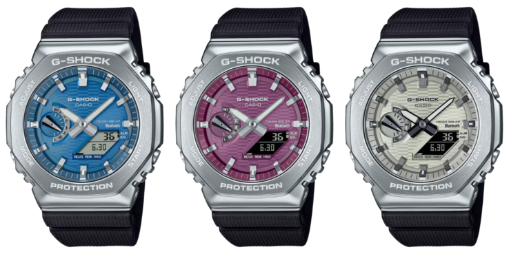 De izquierda a derecha: las Casio GBM-2100A-2B, GBM-2100A-4B y GBM-2100A-8B. (Fuente de la imagen: Casio)