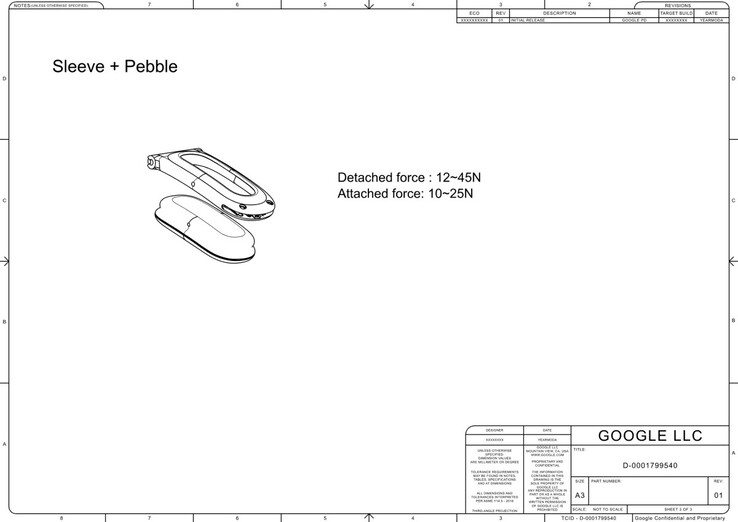 Diseño CAD 2D de Google Fitbit Air.