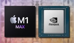 La Apple M1 Max puede seguir fácilmente el ritmo de la GPU Nvidia GeForce RTX 3080 Laptop en los benchmarks sintéticos. (Fuente de la imagen: Apple/Nvidia - editado)