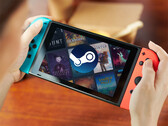 Proton 11.0-Beta 1 ya está disponible. En la imagen: una imagen promocional editada que muestra la Switch 1 ejecutando Steam.