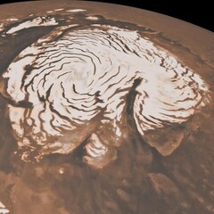 Capa de hielo norte de Marte (Fuente de la imagen: NASA/JPL Caltech/MSSS con ediciones)