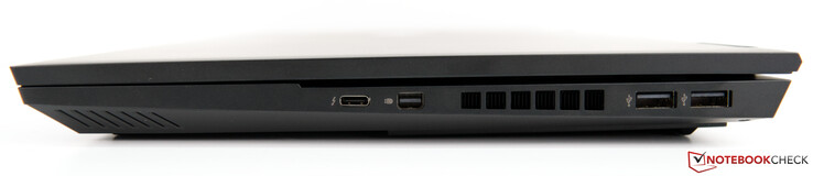 derecha: USB Tipo-C con Thunderbolt 3 (40 Gb/s), Mini DisplayPort, ranura de ventilación, 2x USB 3.1 Gen. 1