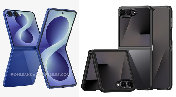 Galaxy Renders del Z Flip 8 (izquierda), primeros renders de la carcasa del Z Flip 8 en Galaxy (derecha)