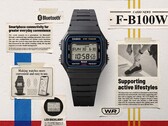 Los nuevos relojes F-B100W de Casio incorporan Bluetooth y el recuento de pasos al diseño clásico del F-91W