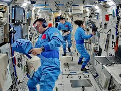 Algunos astronautas chinos en la estación espacial china Tiangong (Fuente de la imagen: Agencia Espacial Tripulada China; recortada)