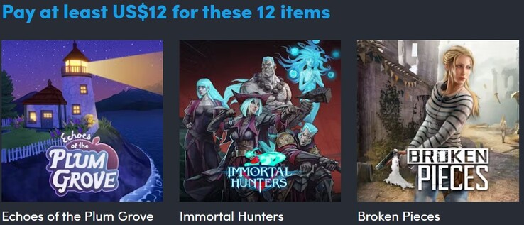 Imagen decorativa. El segundo nivel contiene 12 artículos (Fuente de la imagen: Humble Bundle)