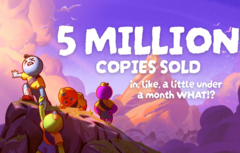En la imagen, el gráfico compartido por la cuenta X de Aggro Crab para celebrar que se han vendido 5 millones de copias. (Fuente de la imagen: @Aggro Crab en X/Twitter)