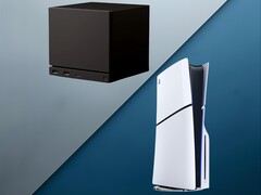 Imagen de Steam Machine junto a la consola PS5 (Fuente de la imagen: Valve, Sony PlayStation con ediciones)