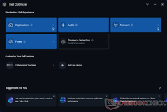 Pantalla de inicio de Dell Optimizer