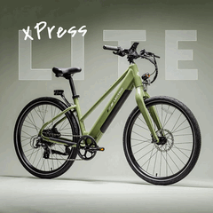 La bicicleta eléctrica Lectric XPress Lite en color verde pino