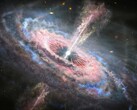 Ilustración de una galaxia lejana con un cuásar activo en su centro. (Fuente de la imagen: Nasa, ESA et J. Olmsted - STScI)