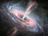 Ilustración de una galaxia lejana con un cuásar activo en su centro. (Fuente de la imagen: Nasa, ESA et J. Olmsted - STScI)