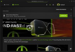 Nvidia GeForce Game Ready Driver 532.03 notificación en GeForce Experiencia (Fuente: Propia)